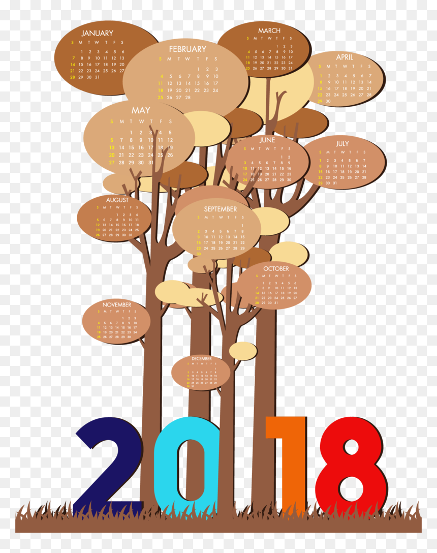 2018 Png Calendar Template, Transparent Png - calendar template png