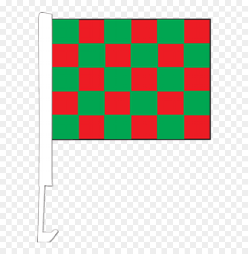 /clip On Car Flag Checkered Green Red Cp418 - Flag, HD Png Download - green flag png