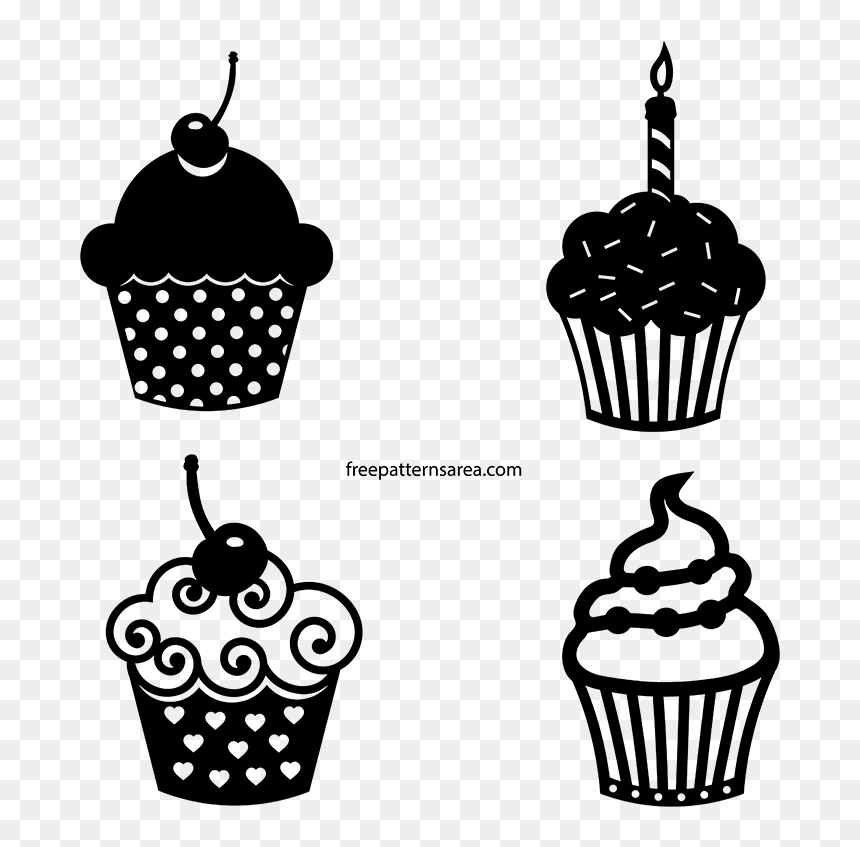 Black Silhouette Cupcake Vector, HD Png Download - cupcake vector png