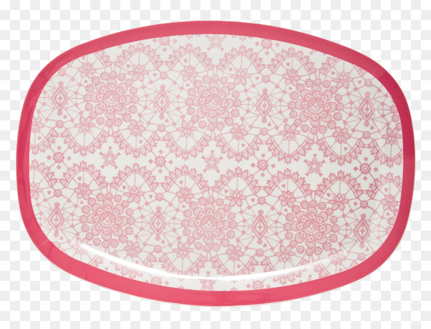 Pink Lace Print Rectangular Melamine Plate Rice Dk - Melamine, HD Png Download - pink lace png