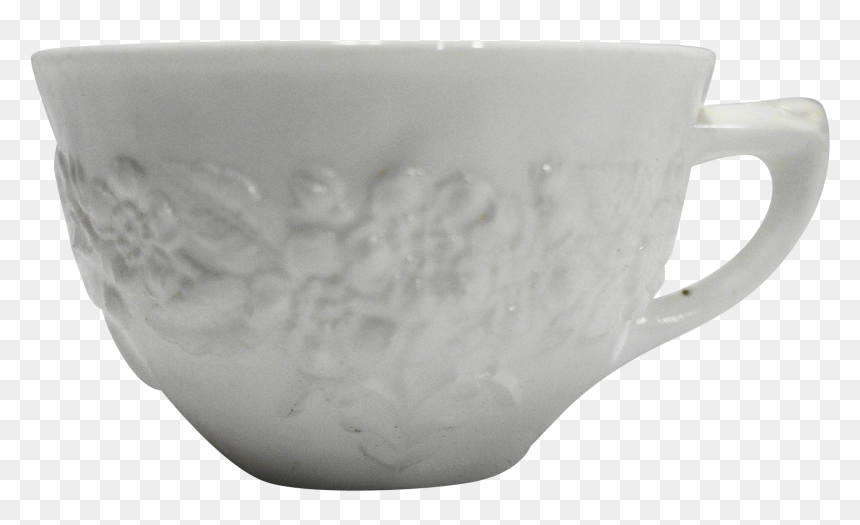 Orange Blossom White Milk Glass Cup Indiana Glass - Coffee Cup, HD Png Download - milk glass png