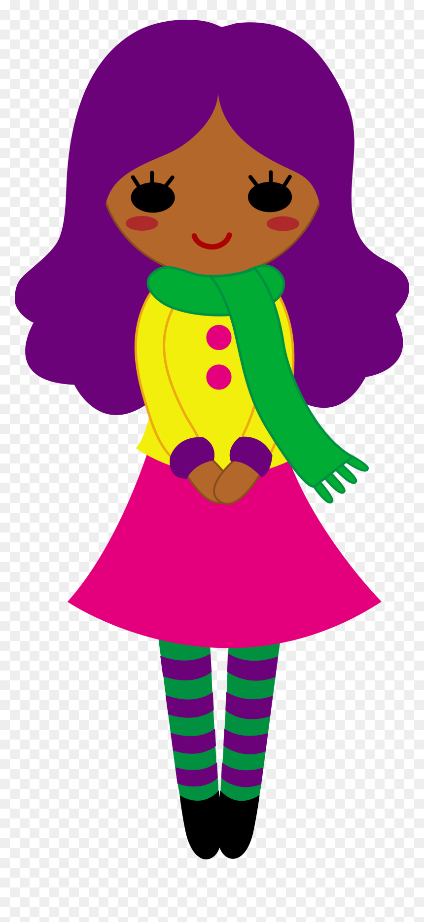 Clipart Cute Girl 101 Clip Art - Girl With Purple Hair Cartoon, HD Png Download - cute girl png