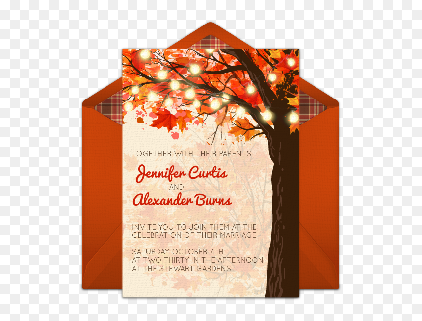 Autumn Tree Online Invitation - Party, HD Png Download - christmas card png