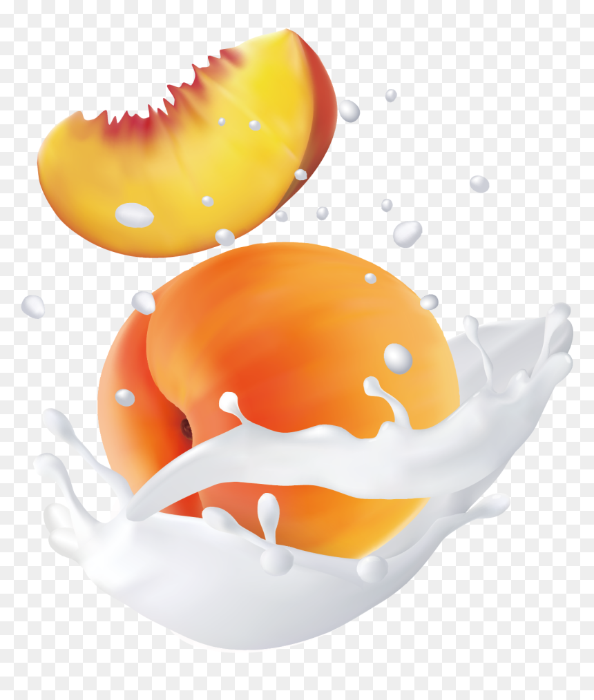 Transparent Water Fun Clipart - Fruit Milk Splash Png Peach, Png Download - fruit splash png