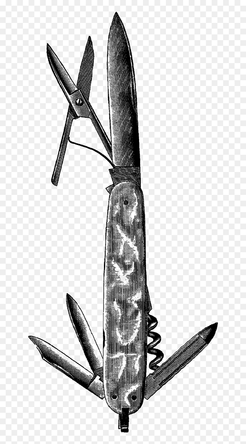 What A Wonderful, Vintage Combination Pocket Knife - Monochrome, HD Png Download - pocket knife png