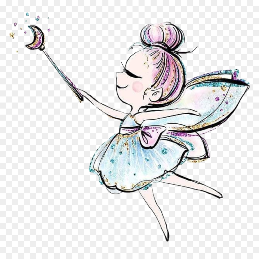 #watercolor #fairy #ballerina #princess #glitter #sparkles - Karamfila Fairy, HD Png Download - princess wand png