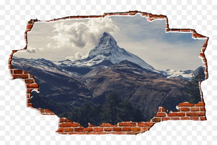 Zapwalls Decals Mountain Peak Cloudy Sky Breaking Wall - Free Matterhorn, HD Png Download - mountain peak png