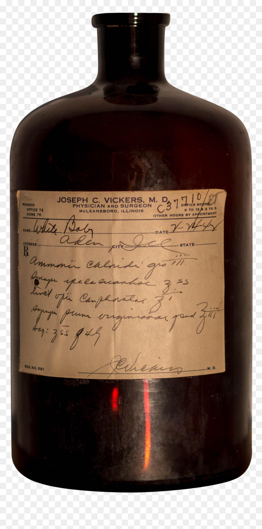 Antique S Prescription Medical Bottle Chairish - Wine, HD Png Download - prescription bottle png