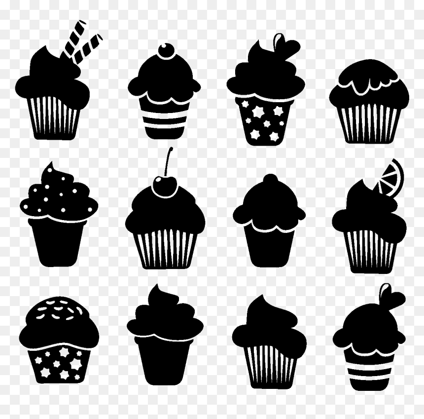 Chalk Cupcake Png - Cupcake Silhouette Png, Transparent Png - cupcake vector png