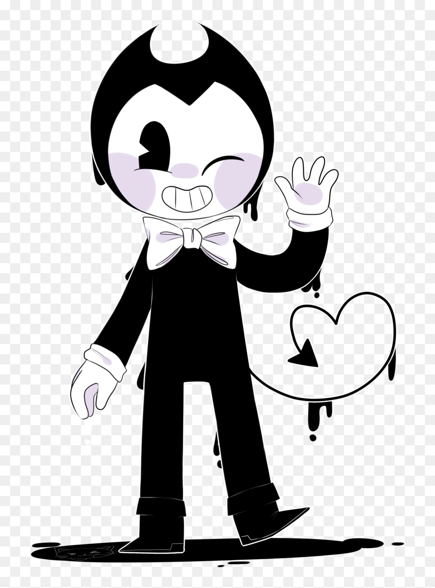 Banner Black And White Download Bendy And The Machine - Mickey Oswald Felix Bendy And Cuphead, HD Png Download - cute banner png