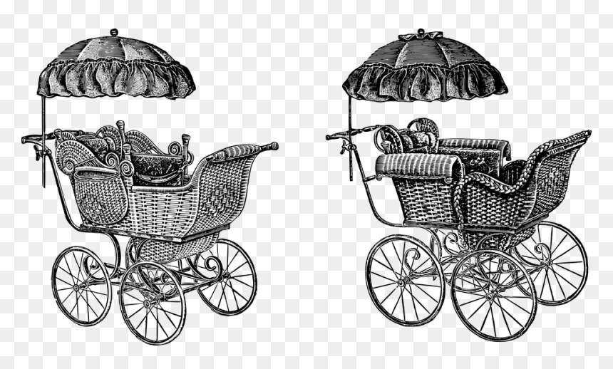طراحی کالسکه با مداد, HD Png Download - baby carriage png