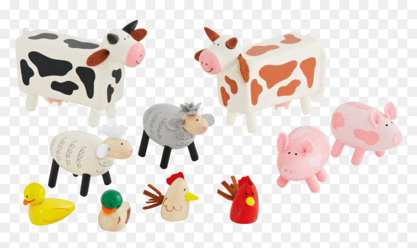 Wooden Farm Animals - Dairy Cow, HD Png Download - farm animals png