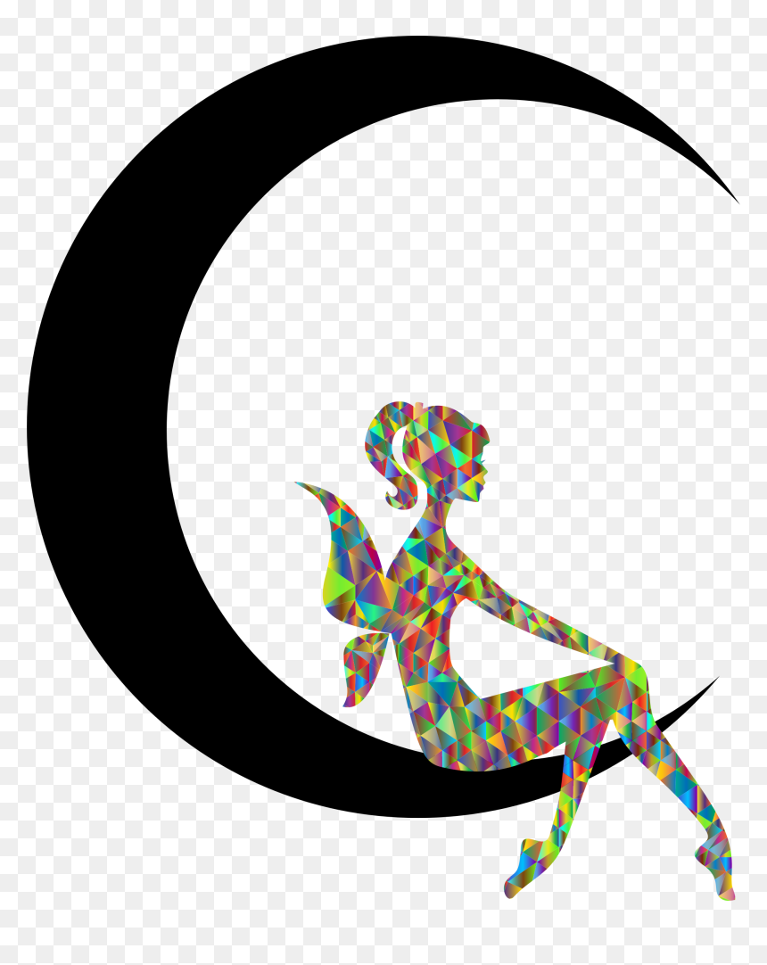 Polychromatic Low Poly Fairy Moon Clip Arts - Crescent Moon Clipart, HD Png Download - moon png images