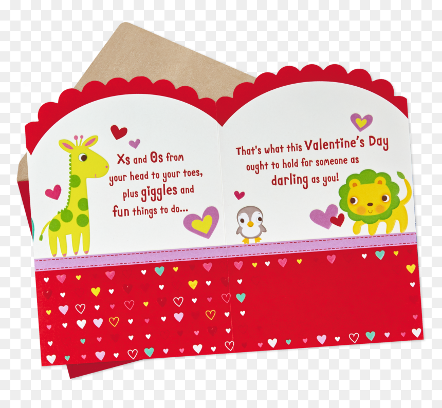 Baby Animals First Valentine"s Day - Giraffe, HD Png Download - christmas card png