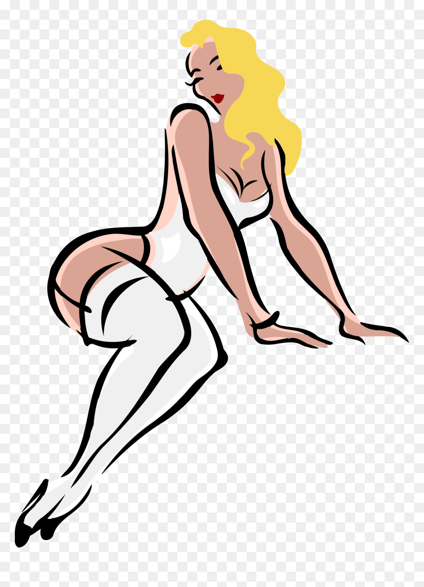 Light Skin, Blonde Hair, White Clothes - Woman In Lingerie Clipart, HD Png Download - blonde girl png