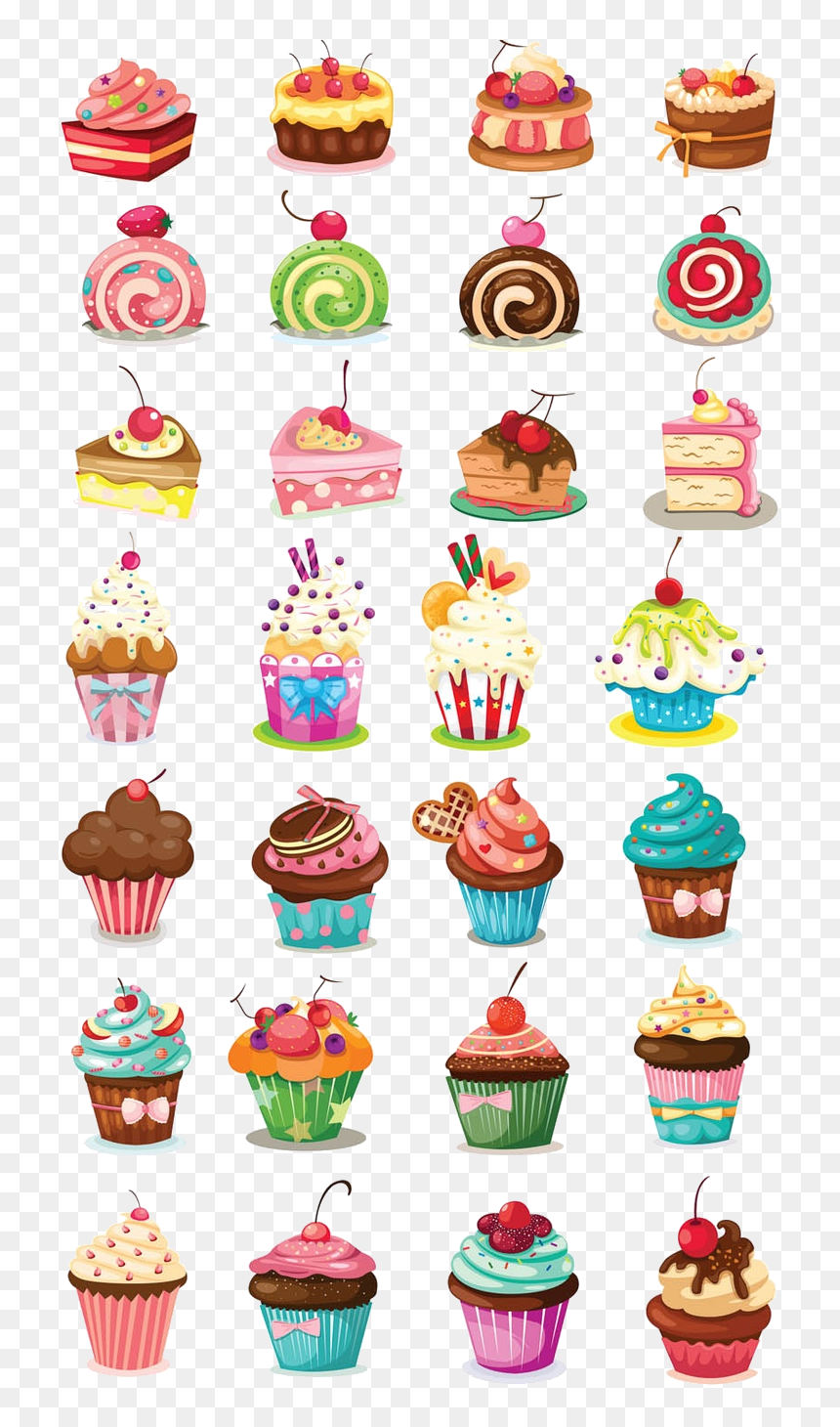 Cartoon Cupcakes, HD Png Download - cupcake vector png