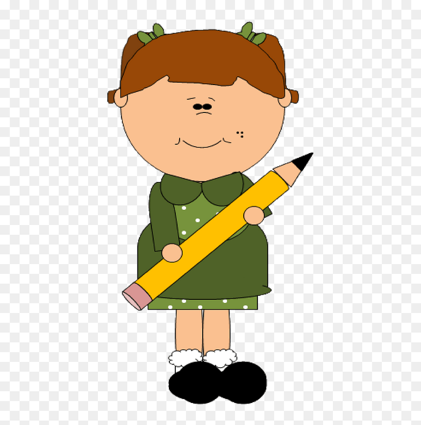 Schoolgirl With The Pencil Clipart - Pencil, HD Png Download - pencil transparent png