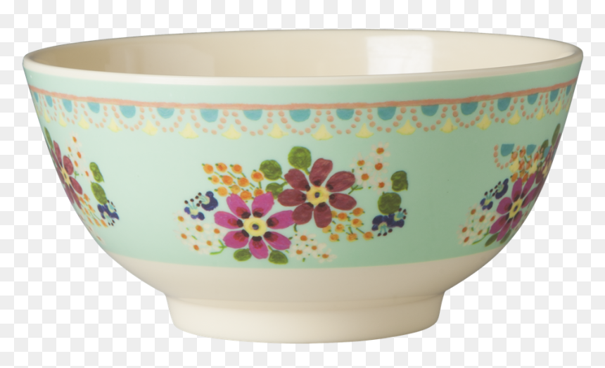 Mint Green With Flowers Melamine Bowl By Rice Dk, HD Png Download - bowl of rice png