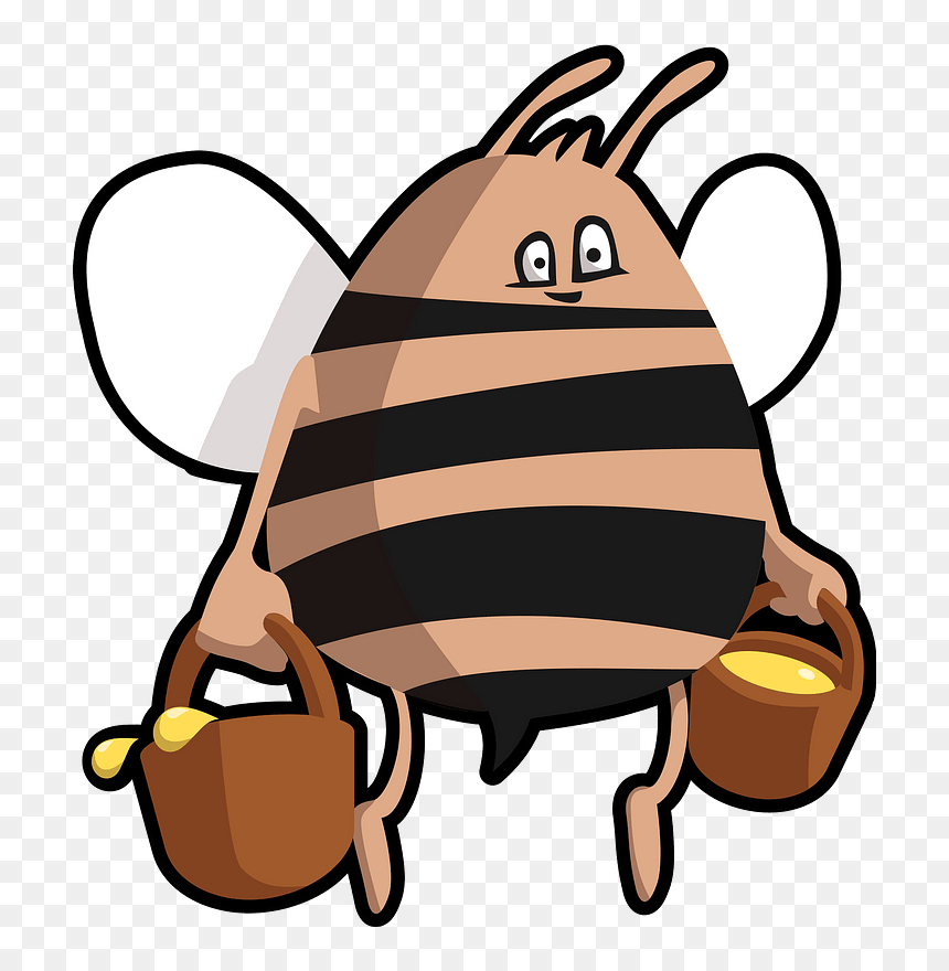 Cartoon Bee With Honey Clipart - Bees, HD Png Download - cartoon bee png