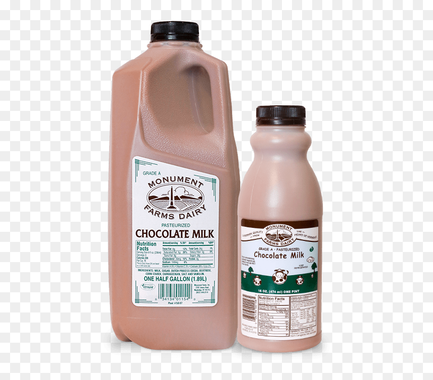A Pint And Half Gallon Of Monument Farms Whole Local - Monument Farms Chocolate Milk, HD Png Download - milk gallon png