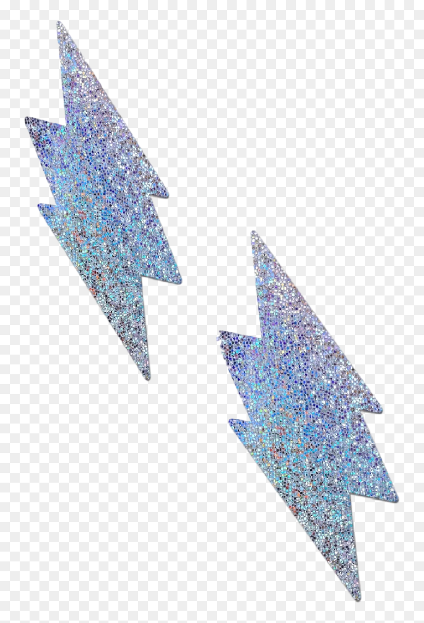Silver Glitter Lightning Bolt Pasties - Triangle, HD Png Download - blue lightning bolt png