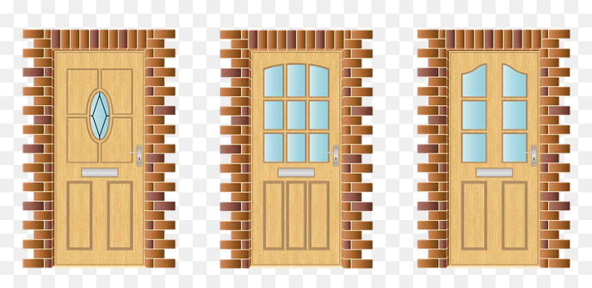 Door With Brick Design, HD Png Download - puerta png