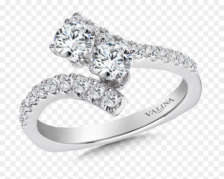 Valina Two-stone Diamond Engagement Ring Moutning In - Pre-engagement Ring, HD Png Download - wedding rings png without background