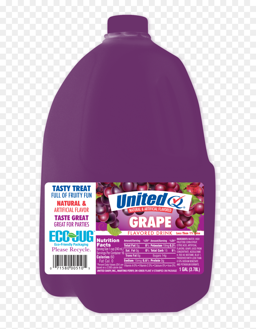 United Dairy United Ultra Skim Milk Gallon , Png Download - Grape Drink, Transparent Png - milk gallon png