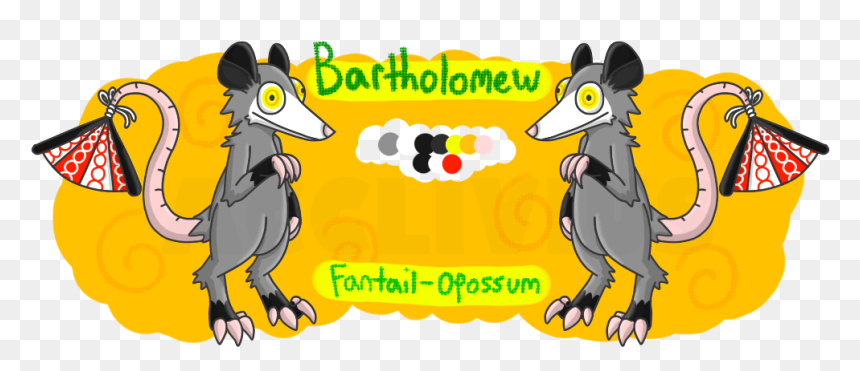Bartholomew The Fantail Opossum By Acclivius - Cartoon, HD Png Download - opossum png