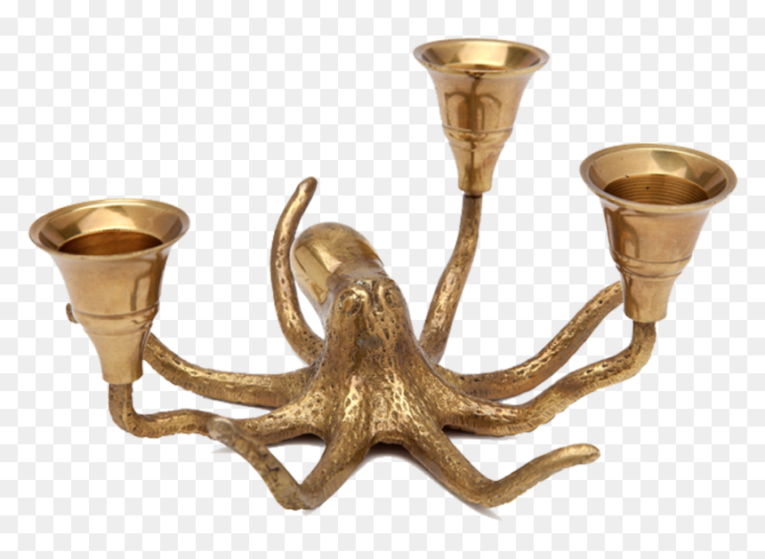 Octopus Candle Holder - Brass, HD Png Download - candlestick png