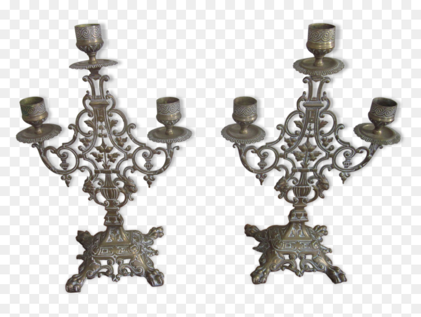 Pair Of Old Candlestick Candle Holder , Png Download - Antique, Transparent Png - candlestick png