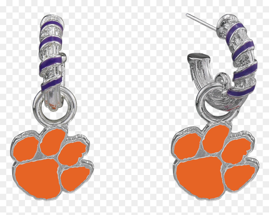 Earrings, HD Png Download - tiger paw print png