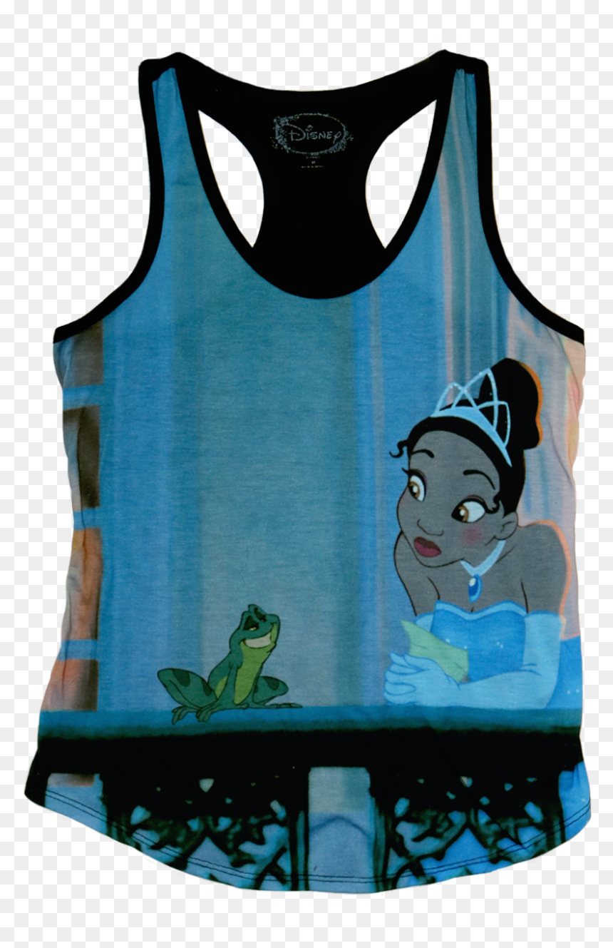 A Black Tanktop With Tiana Resting On The Ledge With - Active Tank, HD Png Download - princess and the frog png