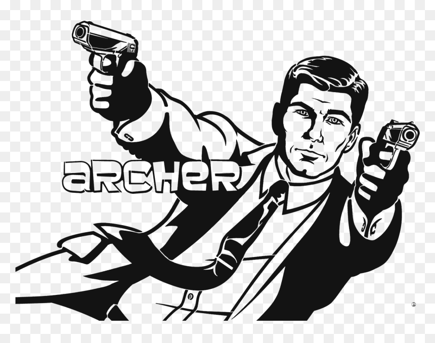Sterling Archer Plain White Stencil By Heinpold On - Sterling Archer Black And White, HD Png Download - sterling archer png
