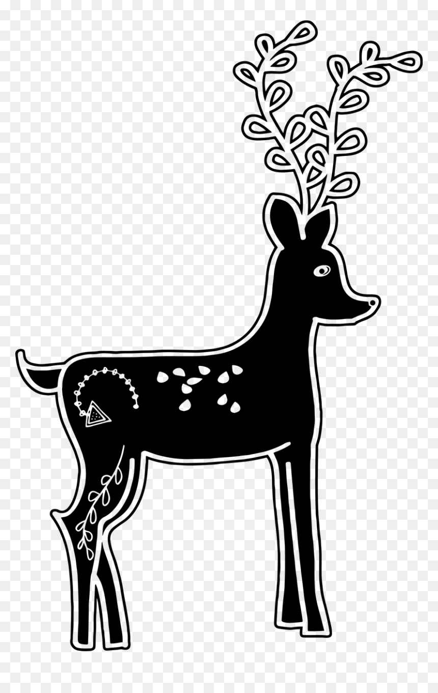 Deer Silhouette, Scandia, Christmas, Nordic, Winter, - Deer, HD Png Download - reindeer silhouette png
