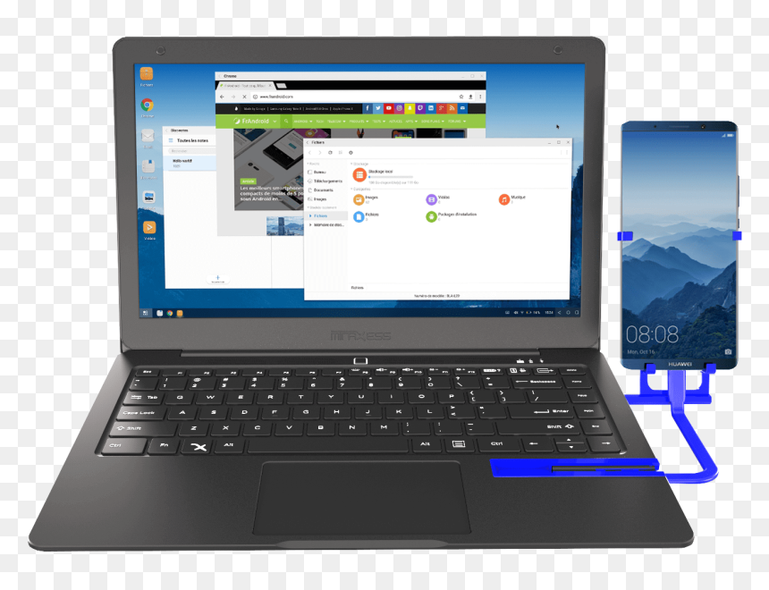 Huawei Mate 10 Mirabook Easy Projection - Razer Phone 2 Laptop, HD Png Download - laptop transparent png