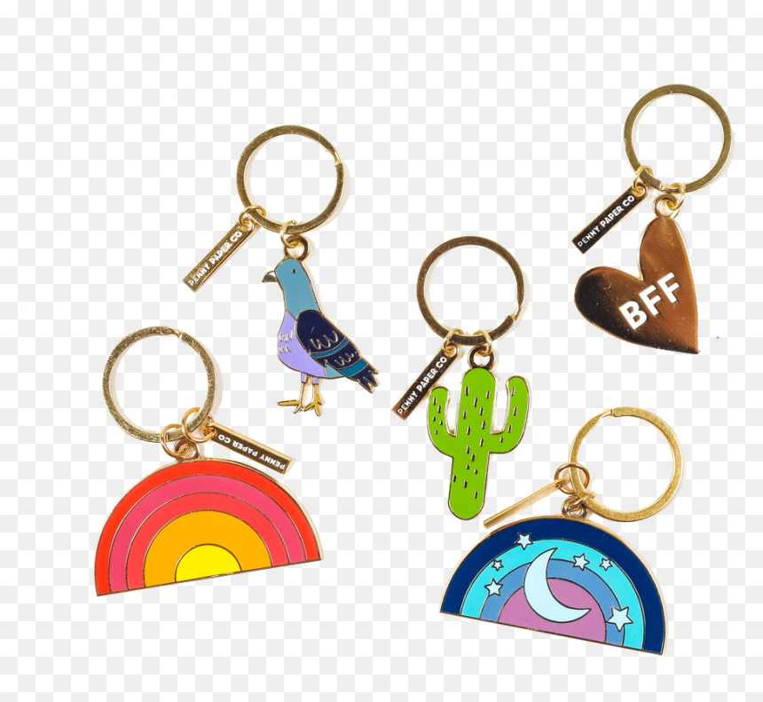 Enamel Keychain, Bff Gold Heart, HD Png Download - keychain png