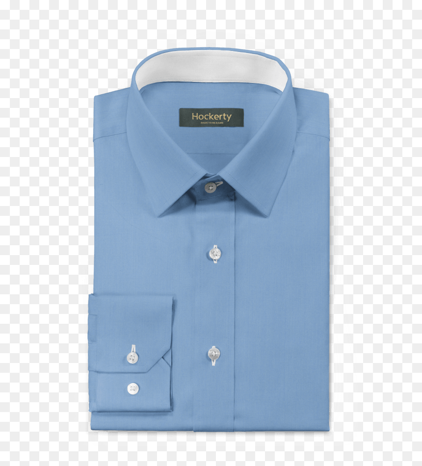 Premium Light Blue No-iron Cotton Dress Shirt - Button, HD Png Download - folded clothes png
