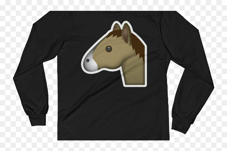 Men"s Emoji Long Sleeve T Shirt Horse Face Just Emoji - Long-sleeved T-shirt, HD Png Download - horse face png