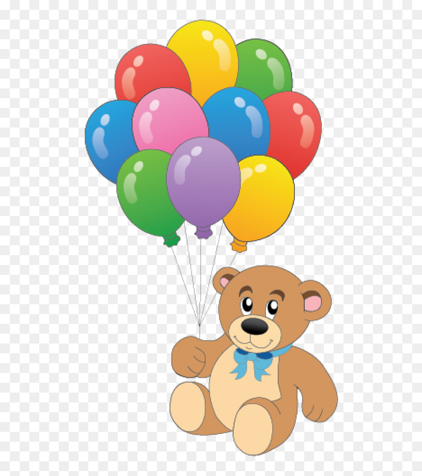 Teddy Bear With Balloon Vector - Teddy Bear With Balloons Clipart, HD Png Download - bear vector png