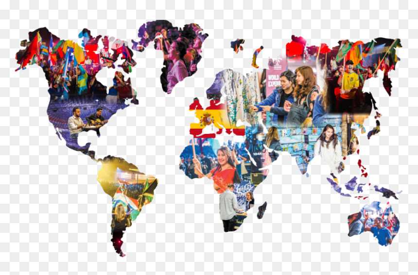 Transparent Around The World Png - Black And White World Map Framed, Png Download - around the world png