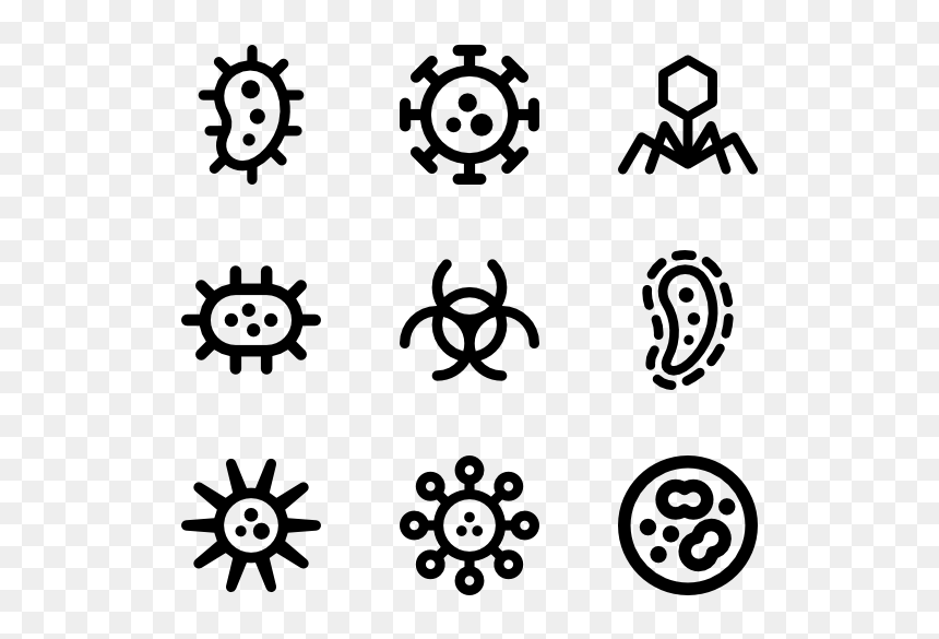 Virus Bacteria Icons Vector Icons - Virus Clipart Black And White, HD Png Download - germs png