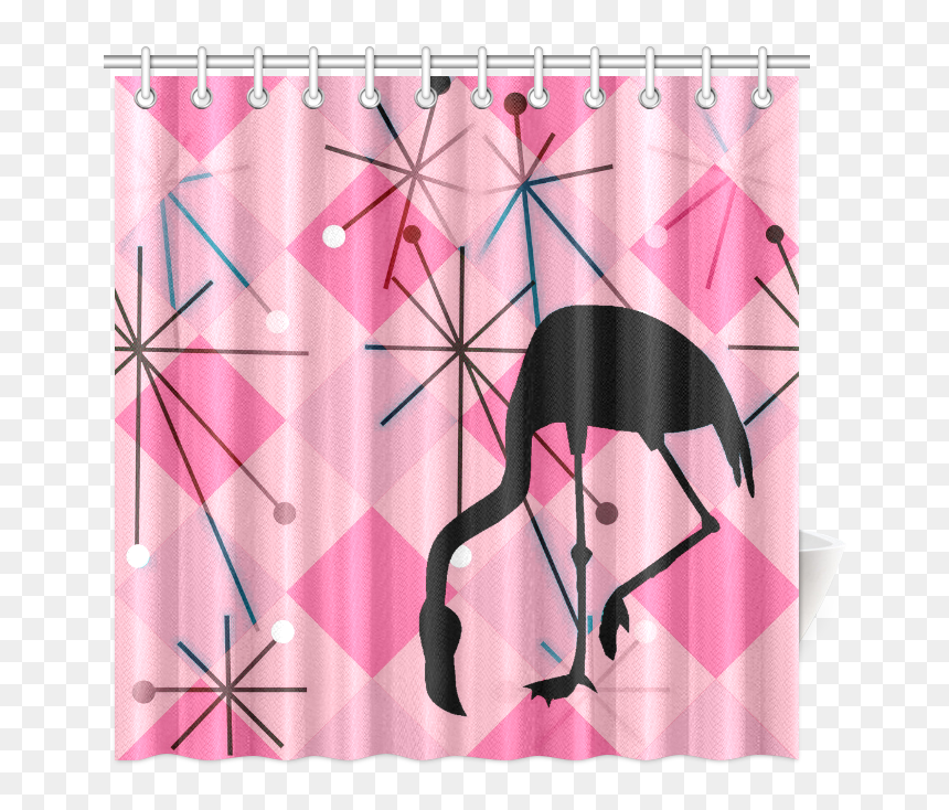 Curtains Clipart Shower Curtain - Flamingo Retro Shower Curtain, HD Png Download - modern curtains png