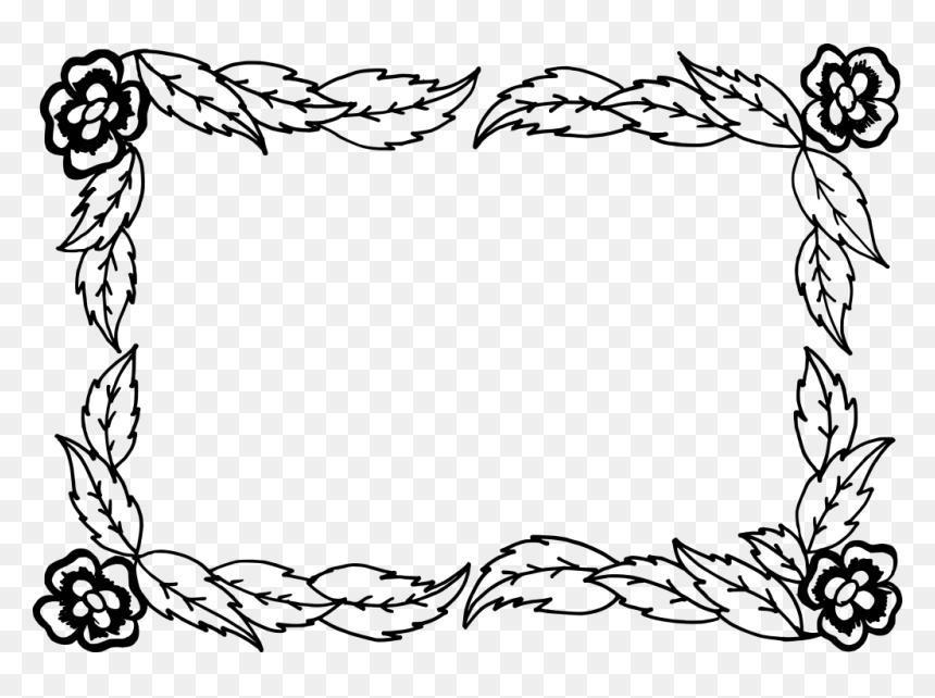 Floral Border Design Silhouette, HD Png Download - white flower vector png