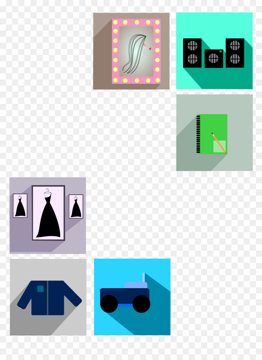 Supermarket Or Store Long Shadow Icons Clip Arts - Portable Network Graphics, HD Png Download - supermarket png