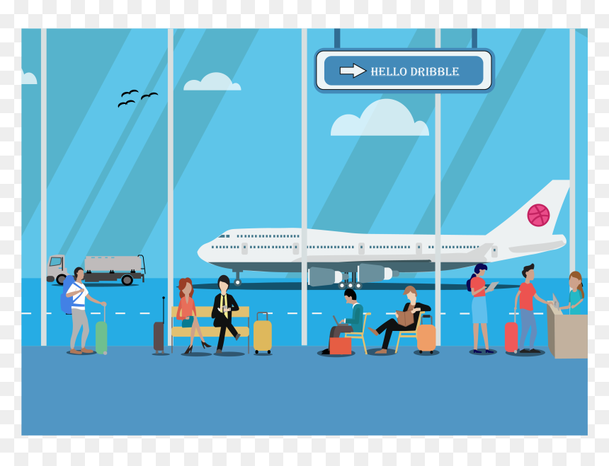 Hello Dribble Airport - Boeing 747, HD Png Download - airport png