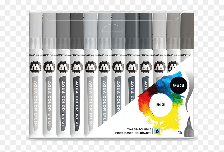 Aqua Color Brush Grey Set"
 Title="aqua Color Brush - Molotow Brush Pen, HD Png Download - colour brush png