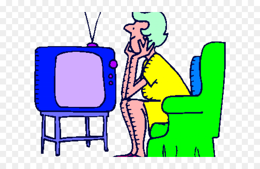 Tv Shows Clipart Tv Advertisement - Woman Watching Tv Cartoon, HD Png Download - tv shows png