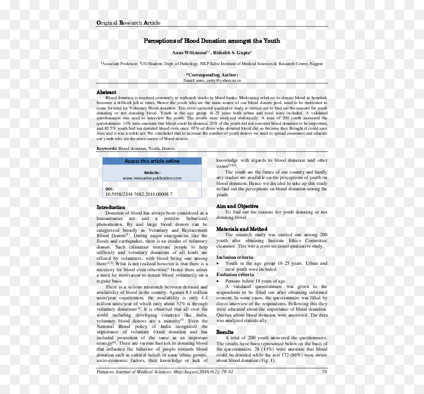 Research On Blood Donation Pdf, HD Png Download - donate blood png