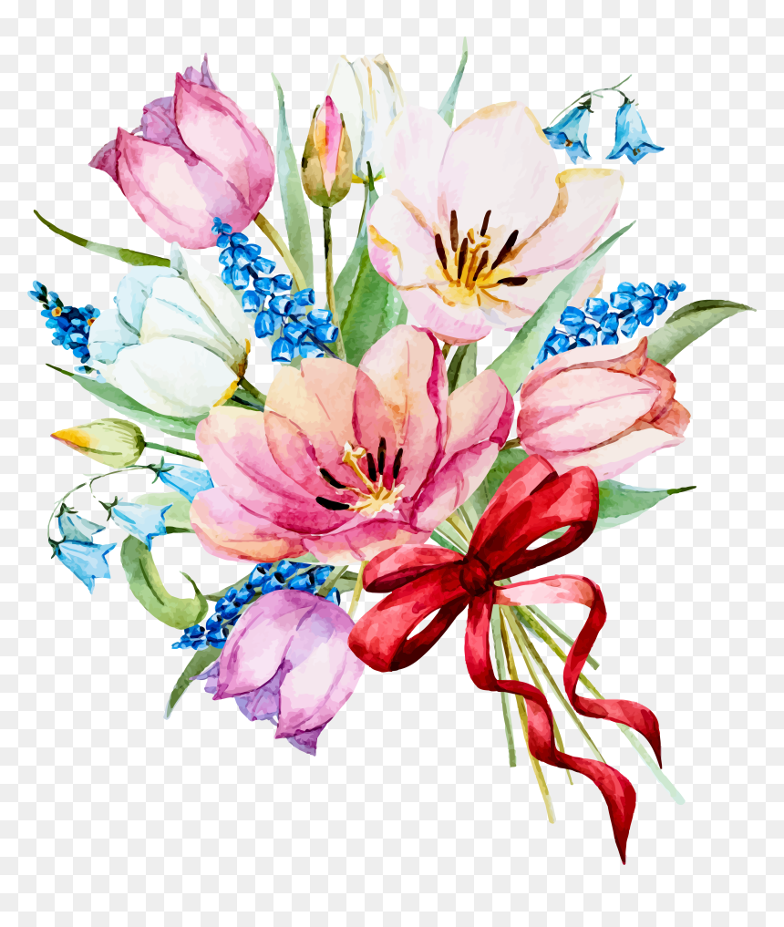 Flowers Watercolor Painting Transprent Png Free Download - Transparent Spring Flowers Watercolor, Png Download - beautiful png images